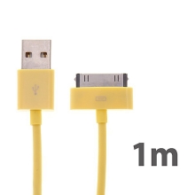 Synchronizační a nabíjecí kabel s 30pin konektorem pro Apple iPhone / iPad / iPod - silný - žlutý - 1m