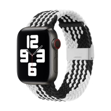 Řemínek pro Apple Watch Ultra 49mm / 46mm / 45mm / 44mm / 42mm - pletený - nylonový - černý / bílý