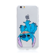 DISNEY kryt pre Apple iPhone 6 / 6S - Lilo & Stitch - Stitch hore nohami - gumový - priehľadný