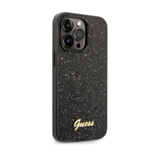 Kryt GUESS Metal Flakes pre Apple iPhone 14 Pro - trblietavý - plast/guma - čierny