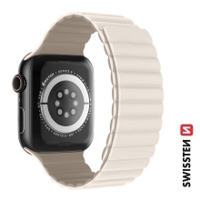 Řemínek SWISSTEN Magnetic pro Apple Watch 42mm / 41mm / 40mm / 38mm silikonový - bílý / kávový