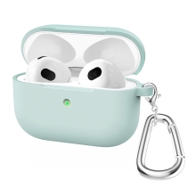 Puzdro / obal pre Apple AirPods 3 - nálepka + karabína - silikónové - svetlo modré