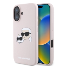 Kryt KARL LAGERFELD pro Apple iPhone 16 - MagSafe - silikonový - Karl a Choupette - růžový