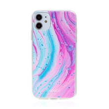 Kryt BABACO pro Apple iPhone 11 - gumový - mramor - růžový / modrý