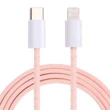 Synchronizační a nabíjecí kabel - USB-C - Lightning pro Apple zařízení - tkanička - 1m - růžový