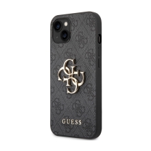 Kryt GUESS 4G Metal pro Apple iPhone 14 - umělá kůže - šedý