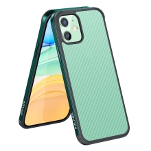 Kryt SULADA pro Apple iPhone 11 - gumový / kovový - karbonová textura - průhledný - tmavě zelený