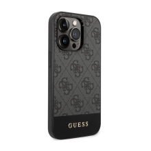 Kryt GUESS 4G Stripe pre Apple iPhone 14 Pro Max - umelá koža - sivý