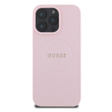 Puzdro GUESS s klasickým zrnitým logom pre Apple iPhone 16 Pro Max - Podpora MagSafe - Umelá koža - Ružové