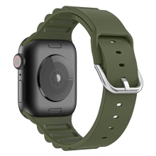 Řemínek pro Apple Watch 42mm / 41mm / 40mm / 38mm - s pruhy - silikonový - khaki zelený