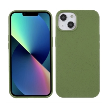 Kryt pro Apple iPhone 14 - slaměné kousky - gumový - khaki zelený