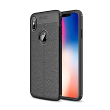 Kryt pro Apple iPhone Xs Max - textura kůže - gumový - černý