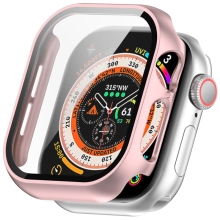 Tvrzené sklo + rámeček pro Apple Watch 42mm Series 10 + korunka - Rose Gold růžový