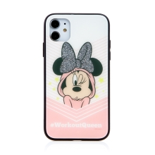 Kryt DISNEY pro Apple iPhone 11 - Minnie Workout Queen - třpytky - skleněný