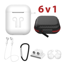 Sada 6v1 pro Apple Airpods - silikonová - bílá