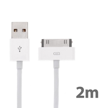 Synchronizační a nabíjecí kabel s 30pin konektorem pro Apple iPhone / iPad / iPod - silný - bílý - 2m