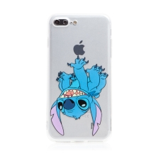 DISNEY kryt pre Apple iPhone 7 Plus / 8 Plus - Lilo & Stitch - Stitch hore nohami - gumový - priehľadný