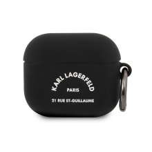 Pouzdro / obal KARL LAGERFELD pro Apple AirPods 3 (2021) - silikonové - Karlova adresa - černé