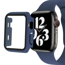 Řemínek + kryt + sklo pro Apple Watch 41mm - silikonový / plastový - tmavě modrý