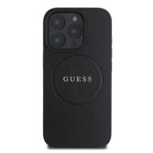 Kryt GUESS Grained Classic Logo pro Apple iPhone 16 Pro Max - podpora MagSafe - umělá kůže - černý