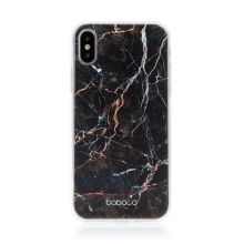 Kryt BABACO pre Apple iPhone X / Xs - gumový - čierny mramorový