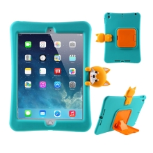 Pouzdro pro Apple iPad 10,2" (2019 - 2021) - stojánek - silikonové - zelené - pes Corgi