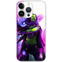 Kryt MARVEL pre Apple iPhone 14 Pro Max - Gamora - gumový - biely / ružový