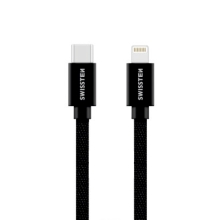 Synchronizačný a nabíjací kábel SWISSTEN MFi - USB-C - Lightning pre zariadenia Apple - Šnúrka - čierny - 1,2 m