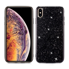 Kryt pro Apple iPhone Xs Max - lesklé flitry / třpytky - plastový / gumový - černý