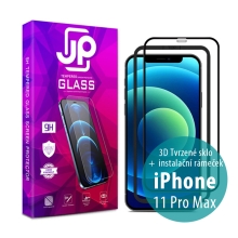 JP Tvrdené sklo pre Apple iPhone 11 Pro Max - Vhodné do puzdra + aplikátor - čierny rámik