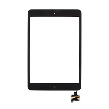 Dotykové sklo (dotyková plocha) s konektorom IC a ohybom s tlačidlom Home Button pre Apple iPad mini / mini 2 (Retina) - čierne - kvalita A+