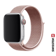 Řemínek SWISSTEN Nylon pro Apple Watch 49mm / 46mm / 45mm / 44mm / 42mm - nylonový - růžový