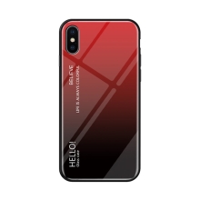 Kryt pre Apple iPhone X / Xs - sklo / guma - červený