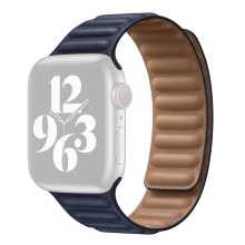 Řemínek pro Apple Watch Ultra 49mm / 46mm / 45mm / 44mm / 42mm - magnetický - kožený - půlnočně modrý