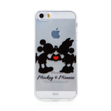 DISNEY kryt pre Apple iPhone 5 / 5S / SE - Mickey a Minnie v láske - gumový - priehľadný