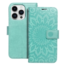 Pouzdro pro Apple iPhone 14 Pro Max - umělá kůže - mandala - zelené