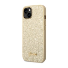 Kryt GUESS Metal Flakes pre Apple iPhone 14 Plus - trblietavý - plast/guma - zlatý