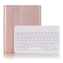 Klávesnice Bluetooth odnímatelná + kryt / pouzdro pro Apple iPad 10,2" (2019 - 2021) - Rose Gold růžová