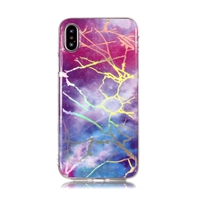 Kryt pre Apple iPhone Xs Max - mramorový vzor - gumový - modrý / fialový