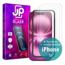 Tvrzené sklo (Tempered Glass) JP Long Pack pro Apple iPhone 16 - čiré - sada 3 kusů + aplikátor