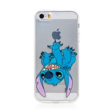 Kryt DISNEY pro Apple iPhone 5 / 5S / SE - Lilo & Stitch - Stitch hlavou dolů - gumový - průhledný