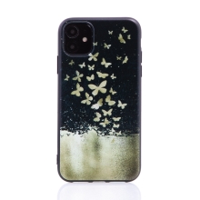 Kryt pro Apple iPhone 11 - gumový - černý - roj motýlů