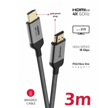 SWISSTEN prepojovací kábel HDMI-HDMI - podpora 4K@60Hz - sivý - 3 m