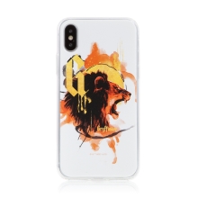 Kryt Harry Potter pro Apple iPhone X / Xs - gumový - lev Nebelvíru - bílý