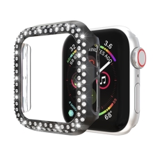 Kryt / pozdro pro Apple Watch 44mm Series 4 / 5 / 6 / SE - s kamínky - plastový - černý