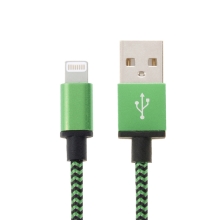 Synchronizační a nabíjecí kabel Lightning - tkanička - černý / zelený - 2m