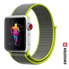 Řemínek SWISSTEN Nylon pro Apple Watch 49mm / 46mm / 45mm / 44mm / 42mm - nylonový - zářivě zelený