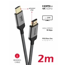 SWISSTEN prepojovací kábel HDMI-HDMI - podpora 4K@60Hz - sivý - 2 m