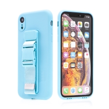 Kryt pre Apple iPhone Xr - Remienok / šnúrka - Gumový - Modrý