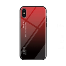 Kryt pro Apple iPhone Xs Max - sklo / guma - červený